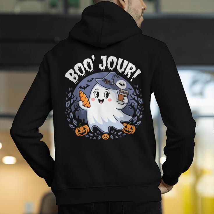 Boo Jour Ghost Halloween French Teacher Cute Coffe Croissant Men's Hoodie Back Print, funny gift Boo Jour Ghost Halloween French Teacher Cute Coffe Croissant Men's Hoodie Back Print, funny gift