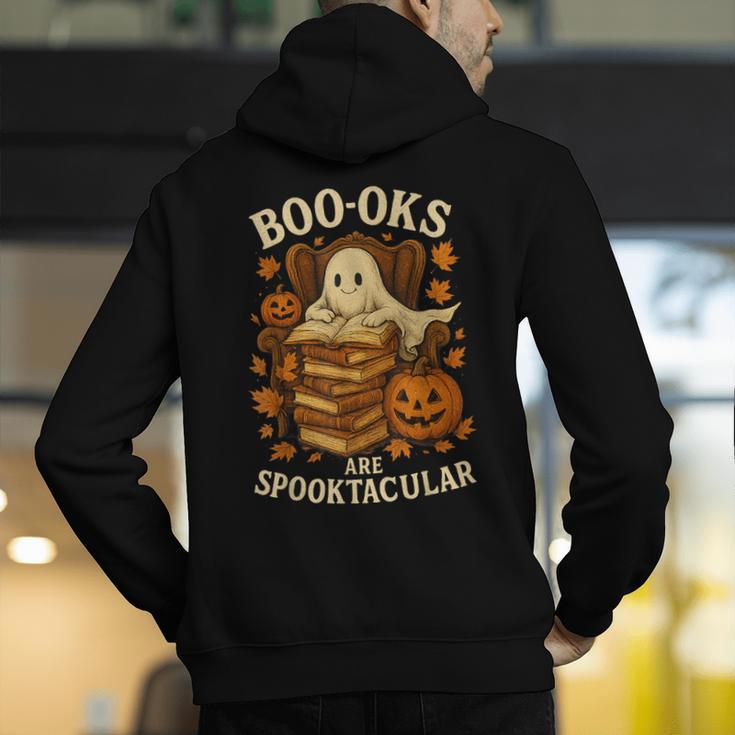 Books Are Spooktacular Ghost Book Reading Halloween Teachers Men's Hoodie Back Print, funny gift