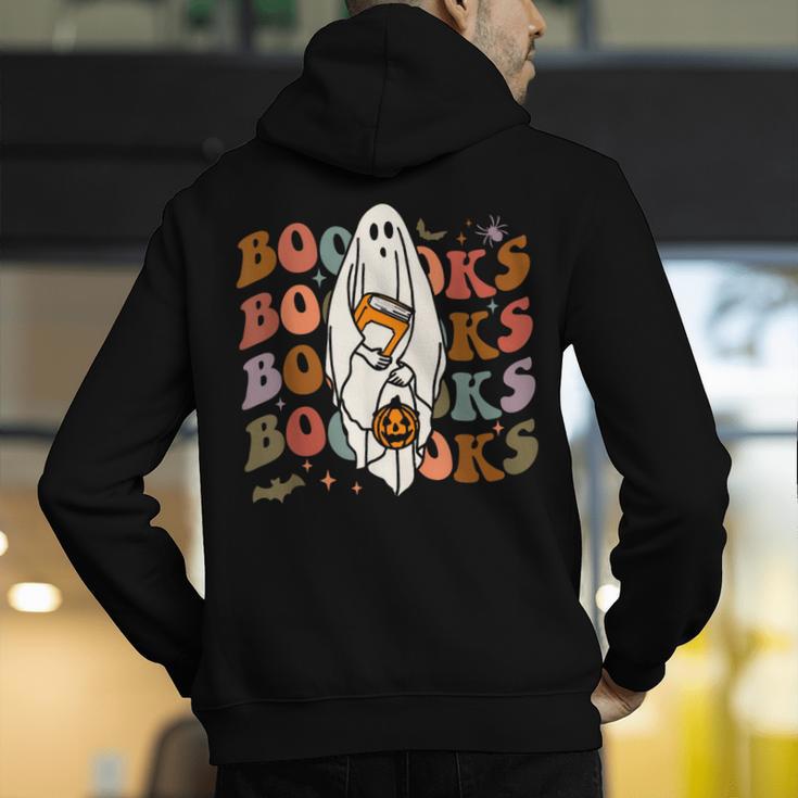 Booooks Ghost Halloween Groovy Vintage Teacher Book Reading Men's Hoodie Back Print, Groovy Teacher Hoodies, funny gift Booooks Ghost Halloween Groovy Vintage Teacher Book Reading Men's Hoodie Back Print, Groovy Teacher Hoodies, funny gift