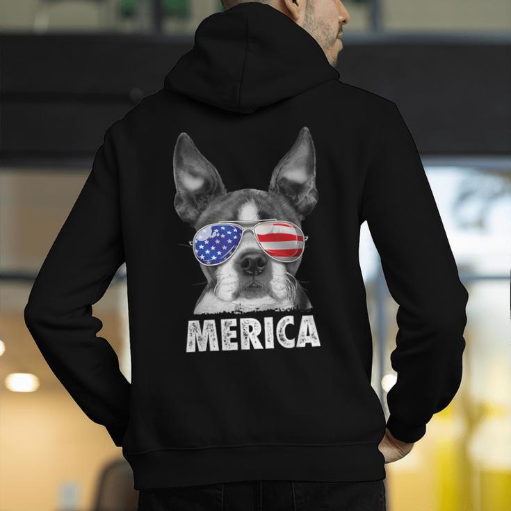 Boston Terrier 4th Of July Merica Men Women USA Flag Vintage Men's Hoodie Back Print, Boston Terrier 4th Of July Hoodies, funny gift