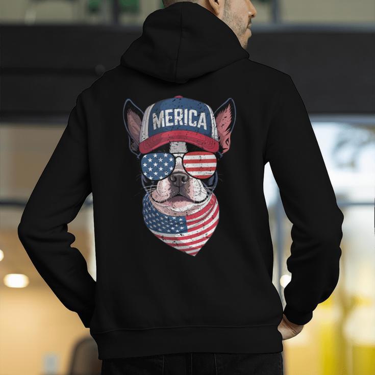 Boston Terrier 4th Of July US Merica Bostie Dog Patriotic For Men Women Kids Men's Hoodie Back Print, Patriotic Boston Terrier Hoodies, Boston Terrier 4th Of July Hoodies, funny gift