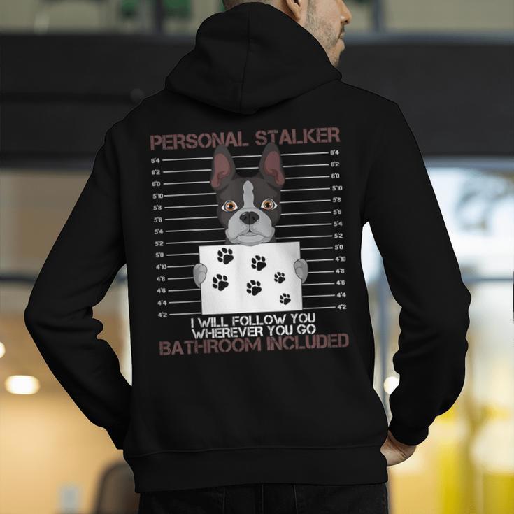 Boston Terrier American Gentleman Personal Stalker Dog Lover Men's Hoodie Back Print, American Boston Terrier Hoodies, funny gift