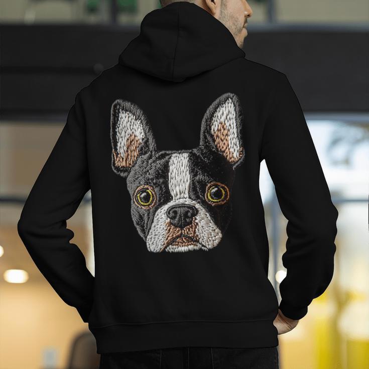 Boston Terrier Cute Puppy Face Dog Lover Pet Owner Men's Hoodie Back Print, funny gift