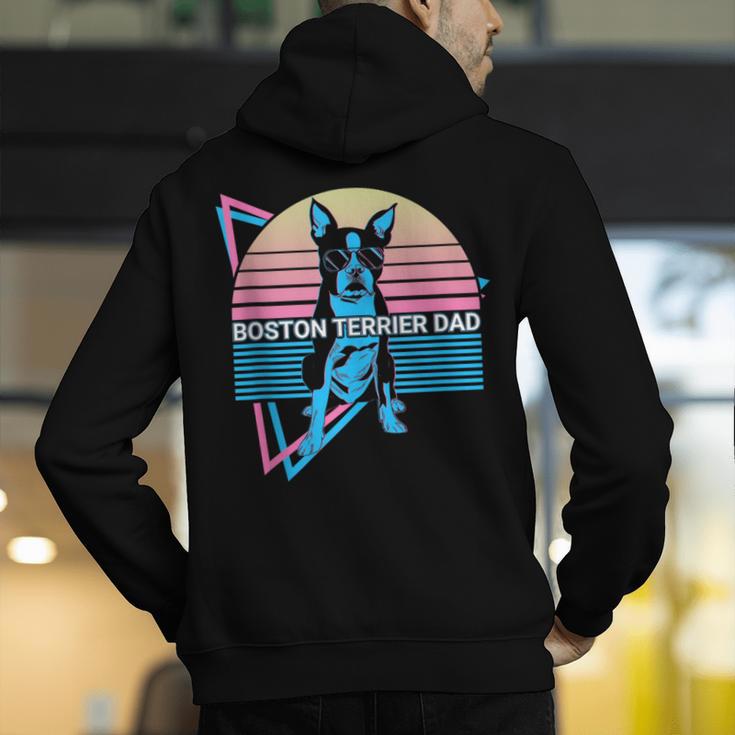 Boston Terrier Dad Retro Men's Hoodie Back Print, Boston Terrier Dad Hoodies, funny gift