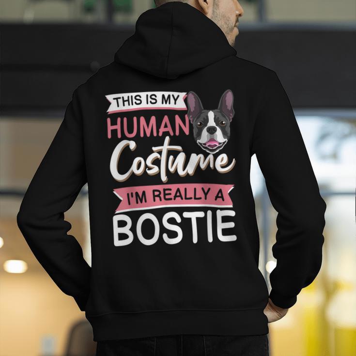 Boston Terrier Dog Bostie Halloween Costume Dog For Kids Men's Hoodie Back Print, Boston Terrier Halloween Hoodies, funny gift