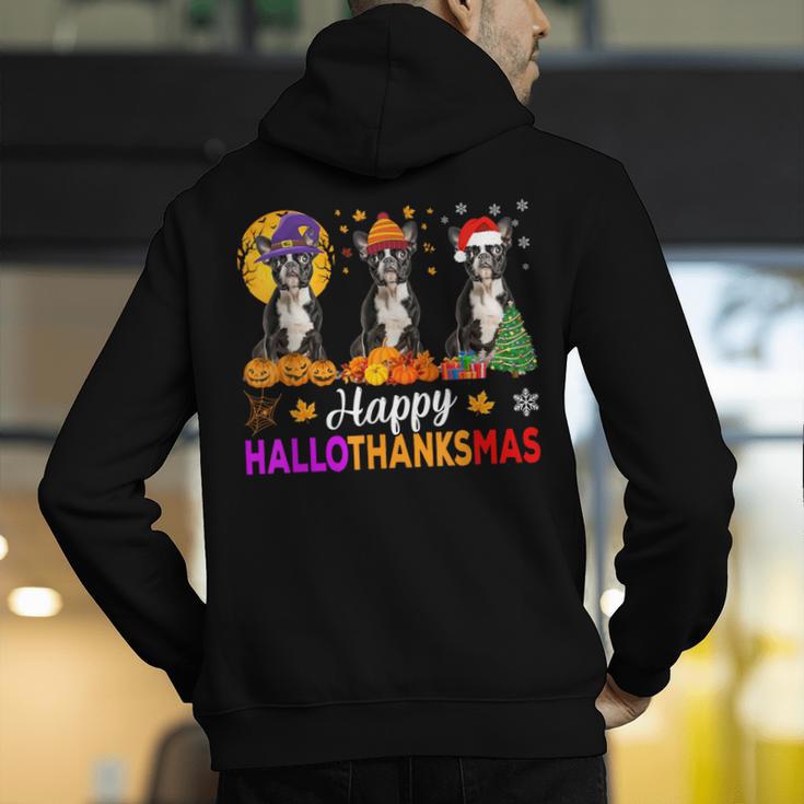 Boston Terrier Dog Halloween Christmas Hallothanksmas Men Women Kids Men's Hoodie Back Print, Boston Terrier Halloween Hoodies, Boston Terrier Christmas Hoodies, funny gift