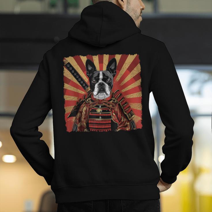 Boston Terrier Dog Japanese Art Samurai Ukiyo-e Men's Hoodie Back Print, funny gift