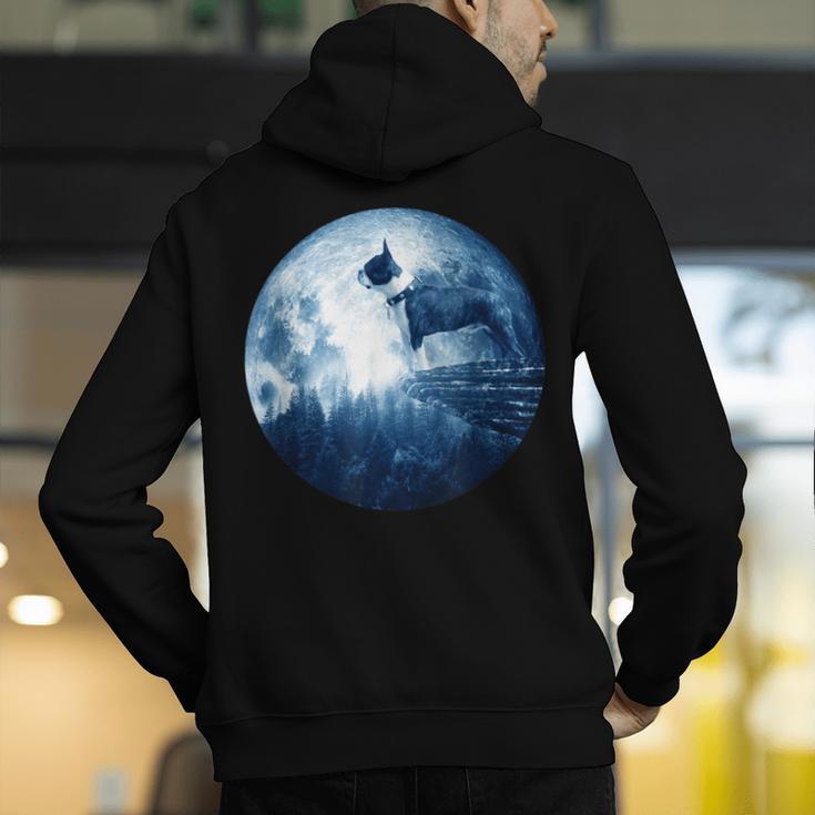 Boston Terrier Dog Moon Dog Mom Dad Women Men Dog Lovers Men's Hoodie Back Print, Boston Terrier Mom Hoodies, Boston Terrier Dad Hoodies, funny gift