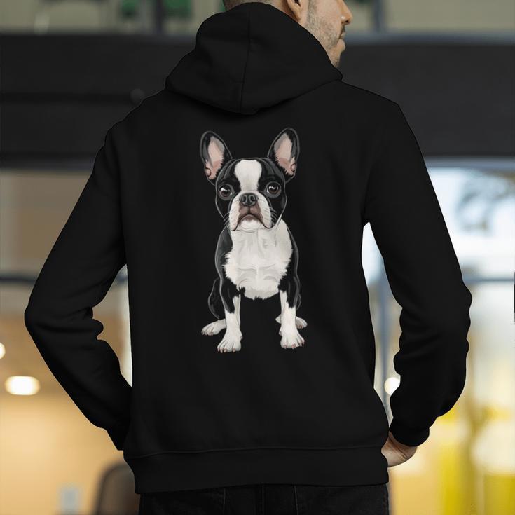 Boston Terrier Dog Motif Pet Art Boston Terrier For Men Women Kids Men's Hoodie Back Print, funny gift