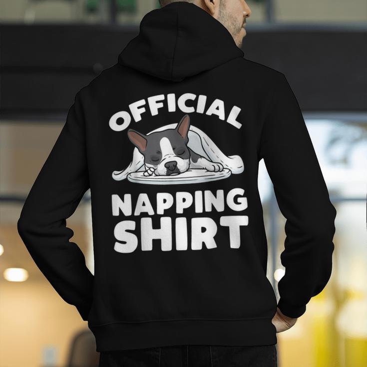 Boston Terrier Dog Official Sleeping Shirt Men Women Kids Men's Hoodie Back Print, funny gift