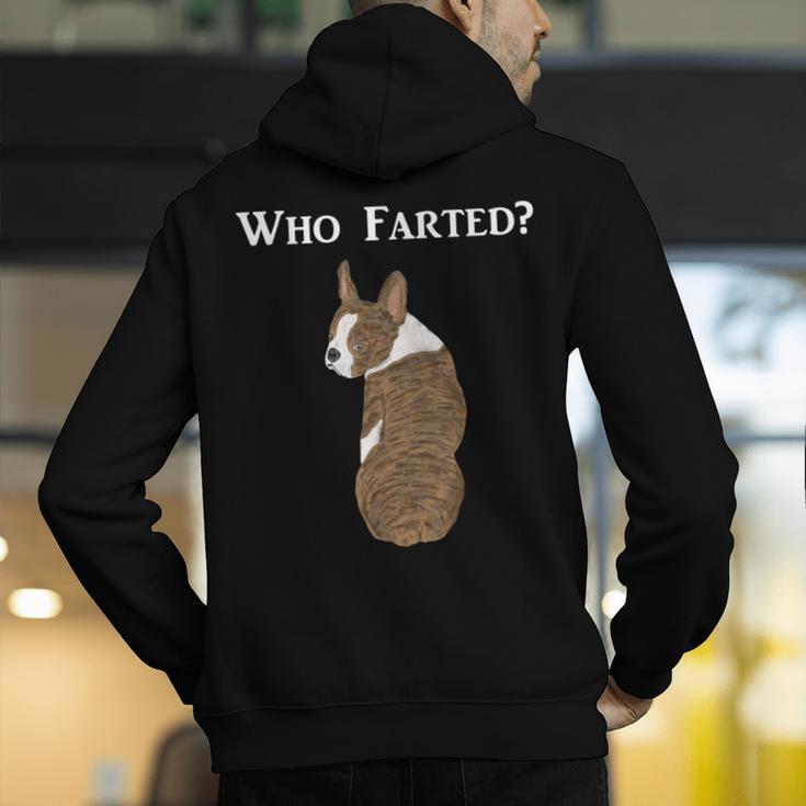 Boston Terrier Who Farted Men's Hoodie Back Print, funny gift