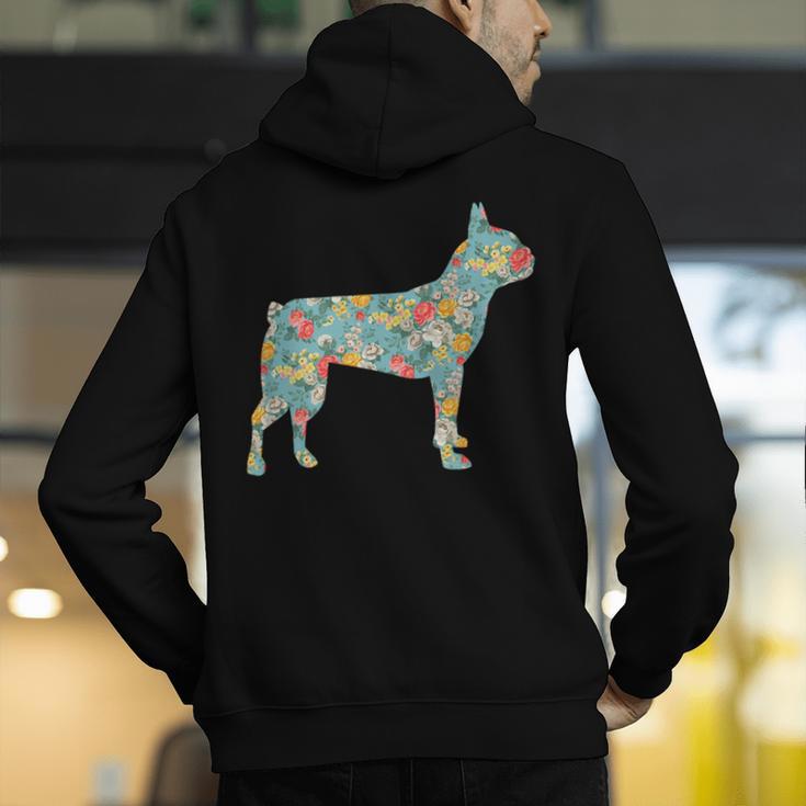 Boston Terrier Flower Silhouette Floral Dog Men Women Girls Kids Men's Hoodie Back Print, funny gift