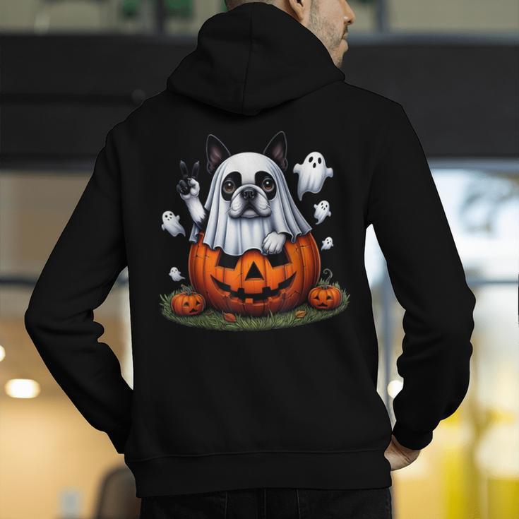 Boston Terrier Ghost Boo Halloween Kids Men's Hoodie Back Print, Boston Terrier Ghost Hoodies, Boston Terrier Halloween Hoodies, funny gift