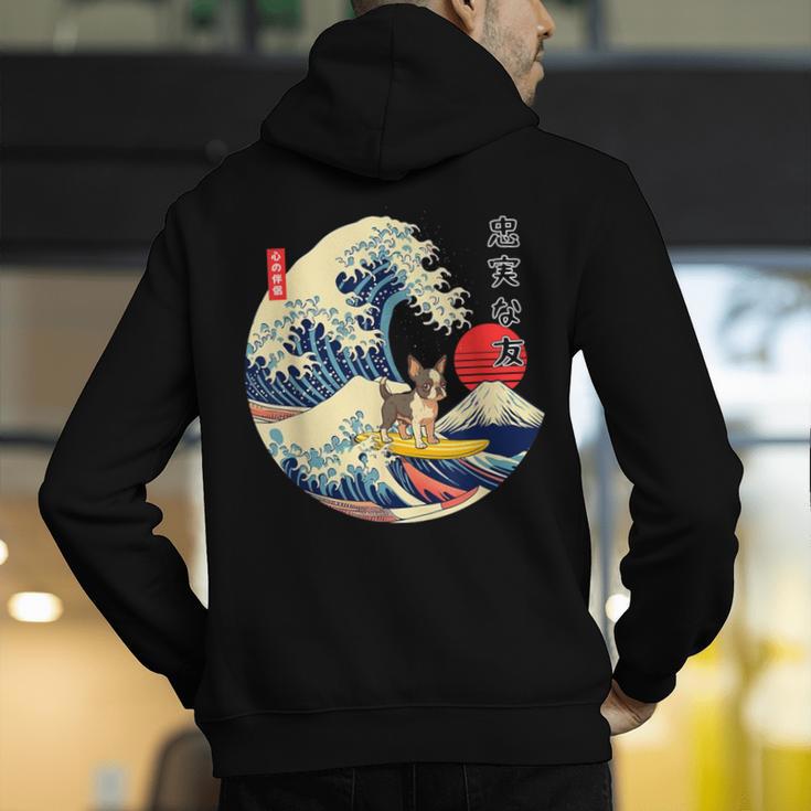 Boston Terrier Japanese Kanagawa Wave Surf Loyal Dog Men Women Kids Men's Hoodie Back Print, funny gift