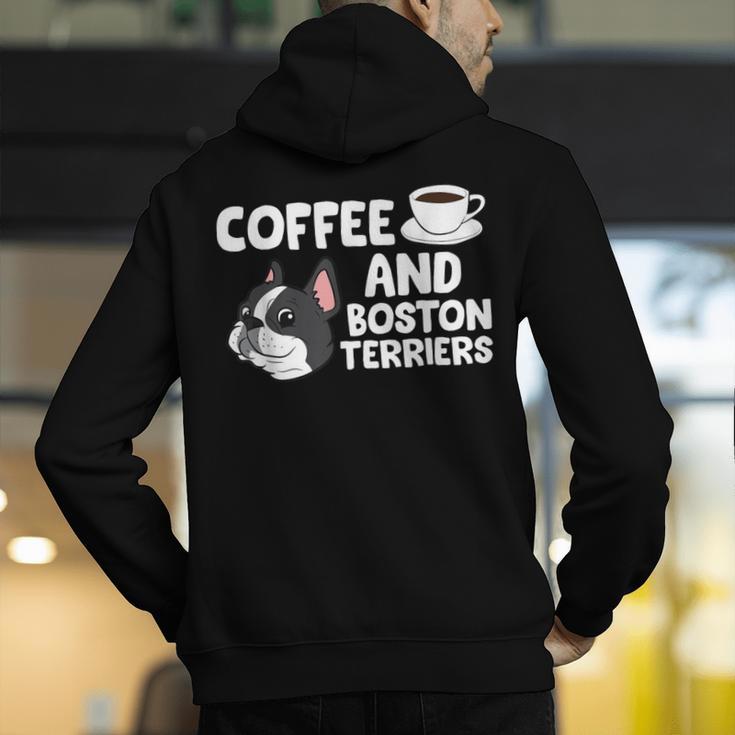 Boston Terrier Lover Coffee And Boston Terriers Men's Hoodie Back Print, funny gift