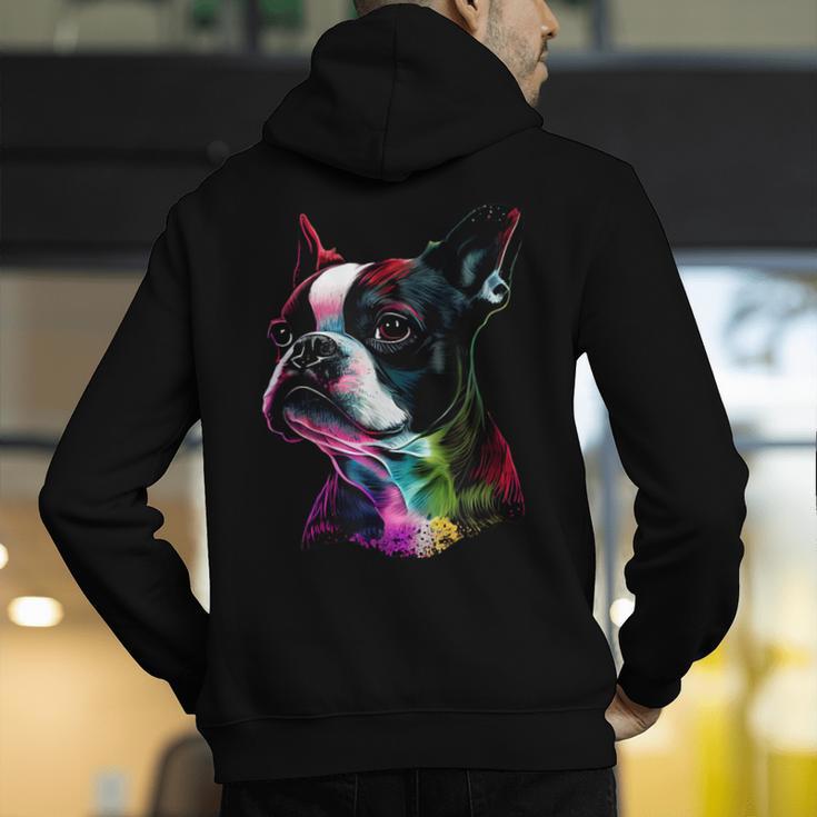 Boston Terrier Lovers Colorful Pop Art Boston Terrier Men's Hoodie Back Print, funny gift
