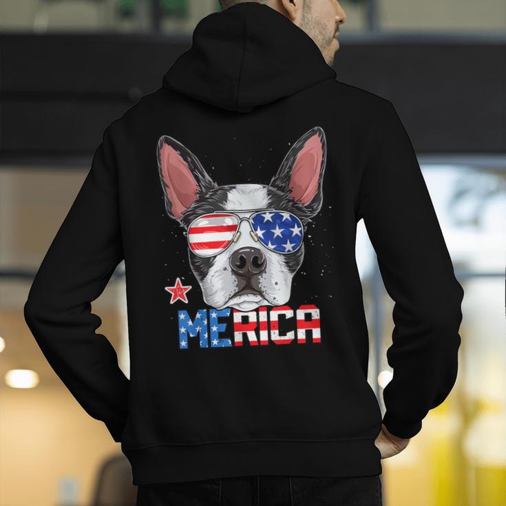 Boston Terrier Merica 4th Of July T Shirt Men Boys Dog Puppy Men's Hoodie Back Print, Boston Terrier 4th Of July Hoodies, funny gift