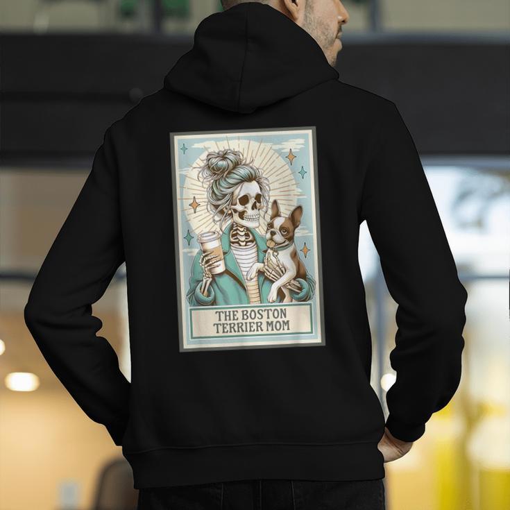 Boston Terrier Mom Skeleton Tarot Card Witch Vibes Dog Mom Men's Hoodie Back Print, Boston Terrier Mom Hoodies, Boston Terrier Tarot Hoodies, funny gift