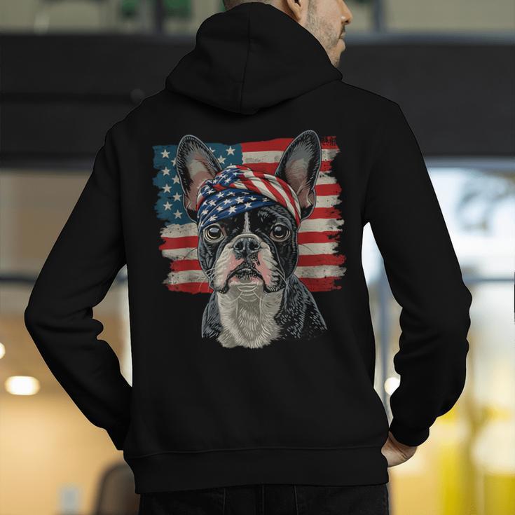 Boston Terrier Patriotic 4th Of July USA American Flag Men's Hoodie Back Print, Patriotic Boston Terrier Hoodies, American Boston Terrier Hoodies, Boston Terrier 4th Of July Hoodies, funny gift