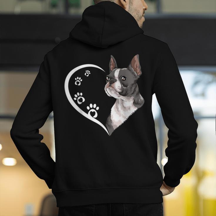 Boston Terrier Shirts For Women Girls Kids Heart Cute Men's Hoodie Back Print, funny gift