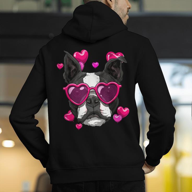 Boston Terrier Valentines Day Shirt Heart Dog Lover Men's Hoodie Back Print, funny gift