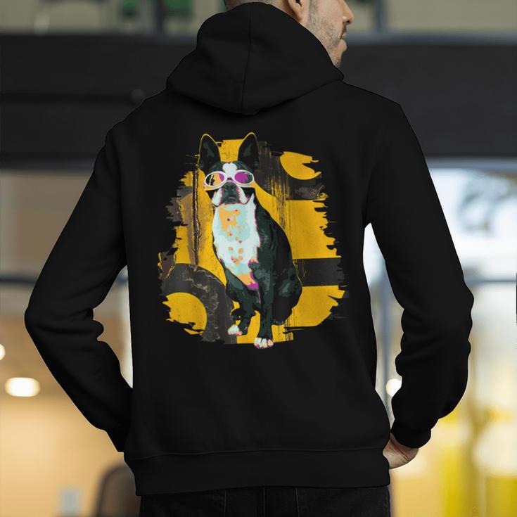 Boston Terrier s Mid-Century Modern Art s Street Grunge Men's Hoodie Back Print, funny gift