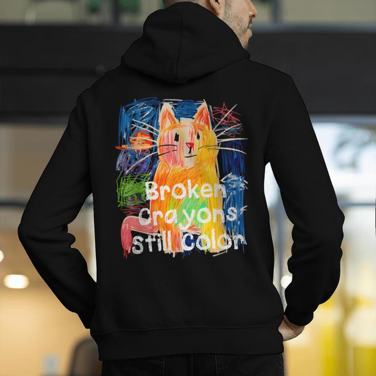 Broken Crayons Still Color Cat Teacher Men's Hoodie Back Print, funny gift Broken Crayons Still Color Cat Teacher Men's Hoodie Back Print, funny gift