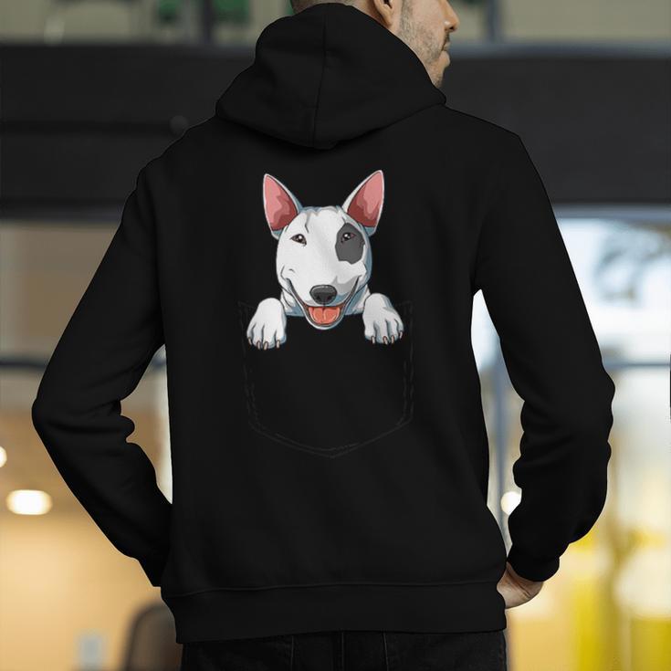 Bull Terrier Pocket Bull Terrier Peeking Out Pocket Men's Hoodie Back Print, funny gift