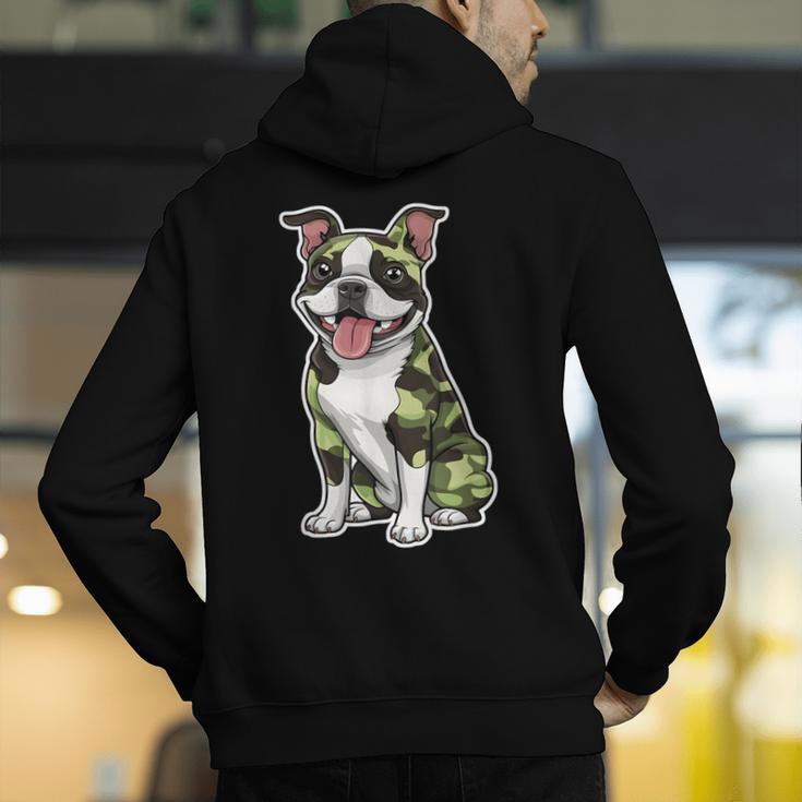 Camo Boston Terrier Pet Owner Camouflage Dog Lover Men's Hoodie Back Print, funny gift