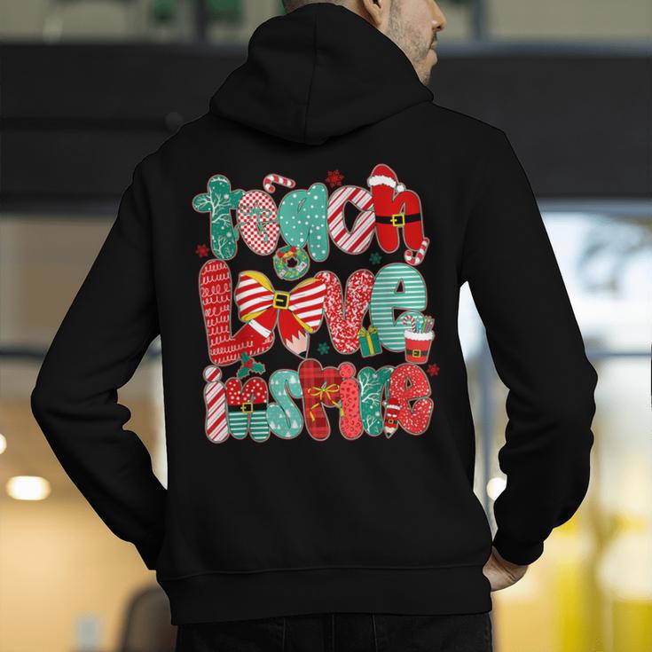 Christmas Coquette Bow Teacher Teach Love Inspire Men's Hoodie Back Print, funny gift
