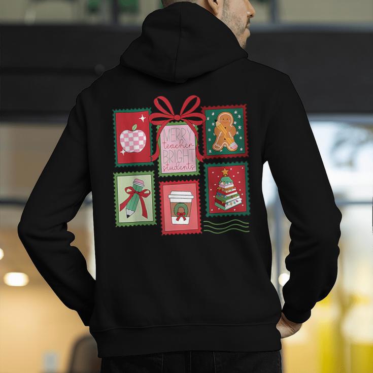Christmas Teacher Stamps Men's Hoodie Back Print, funny gift
