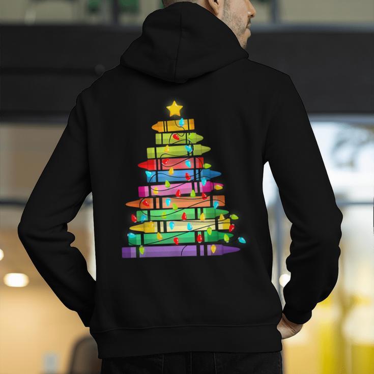 Christmas Tree Made Of Crayons School Teacher Life Student Men's Hoodie Back Print, funny gift Christmas Tree Made Of Crayons School Teacher Life Student Men's Hoodie Back Print, funny gift