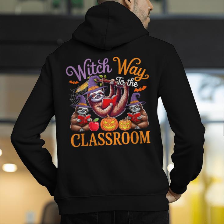 Way To Classroom Halloween Witch Three Cute Sloths Teacher Men's Hoodie Back Print, funny gift Way To Classroom Halloween Witch Three Cute Sloths Teacher Men's Hoodie Back Print, funny gift