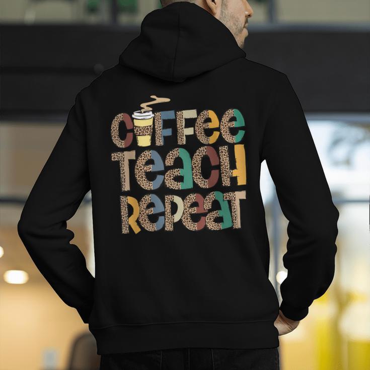 Coffee Teach Repeat Leopard Print Back To School Teachers Men's Hoodie Back Print, funny gift Coffee Teach Repeat Leopard Print Back To School Teachers Men's Hoodie Back Print, funny gift