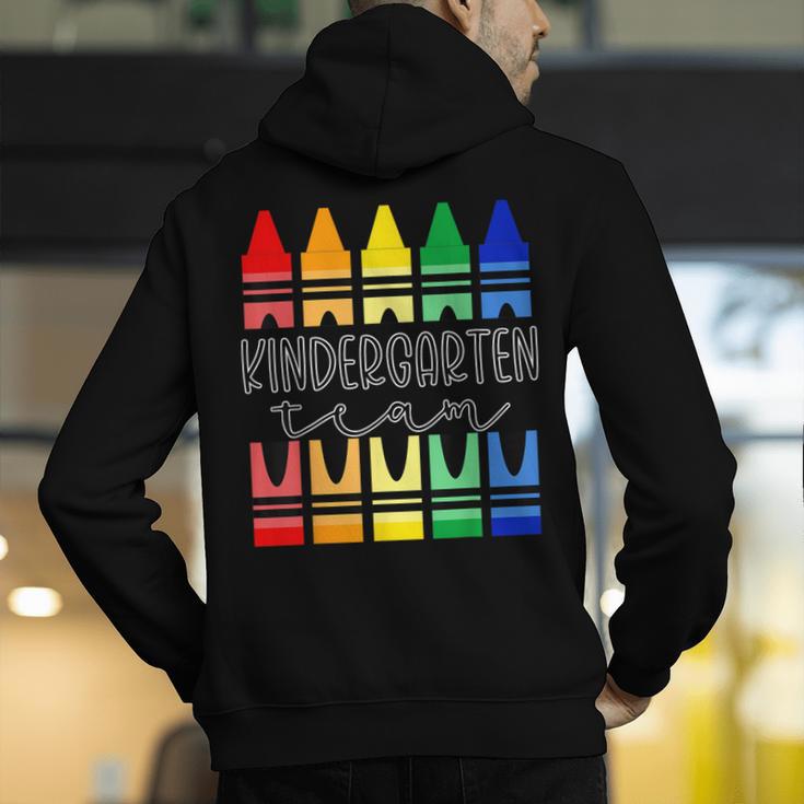 Colorful Crayon Kindergarten Team Tee For Teachers Students Men Women Kids Men's Hoodie Back Print, funny gift