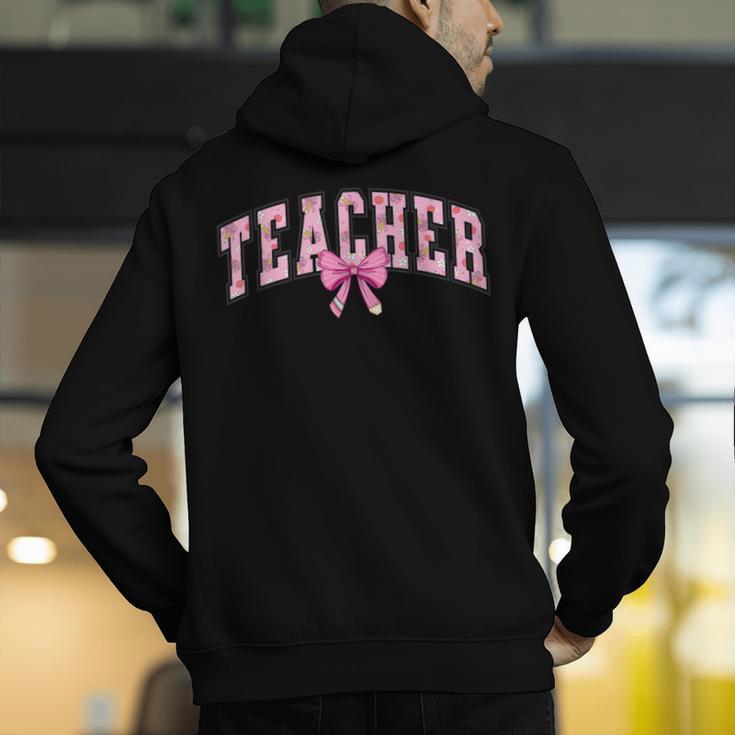 Coquette Bow Back To School First Day Teacher Men's Hoodie Back Print, funny gift