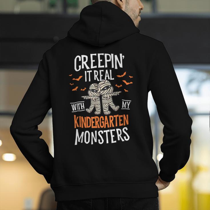 Creepin It Real Kindergarten Monsters Halloween Teacher Men's Hoodie Back Print, funny gift Creepin It Real Kindergarten Monsters Halloween Teacher Men's Hoodie Back Print, funny gift