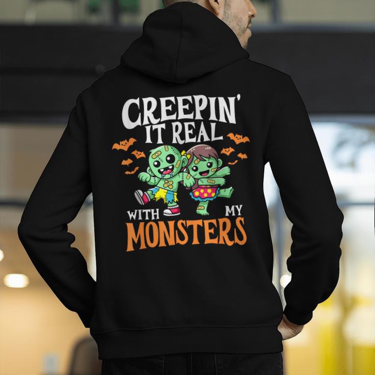 Creepin It Real Monster School Teacher Principal Halloween Men's Hoodie Back Print, funny gift