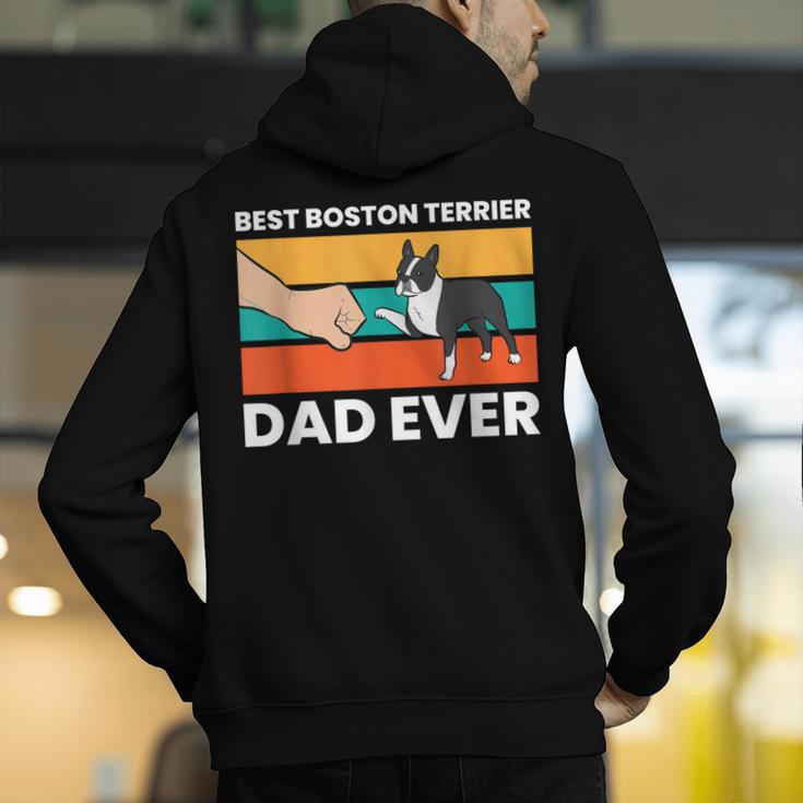 Cute Boston Terrier Best Boston Terrier Dad Ever Men's Hoodie Back Print, Boston Terrier Dad Hoodies, funny gift