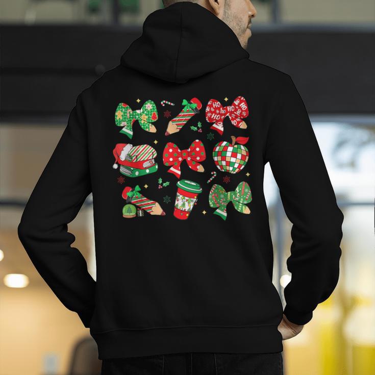 Cute Coquette Pencil Bow Christmas School Teacher Student Men's Hoodie Back Print, funny gift Cute Coquette Pencil Bow Christmas School Teacher Student Men's Hoodie Back Print, funny gift