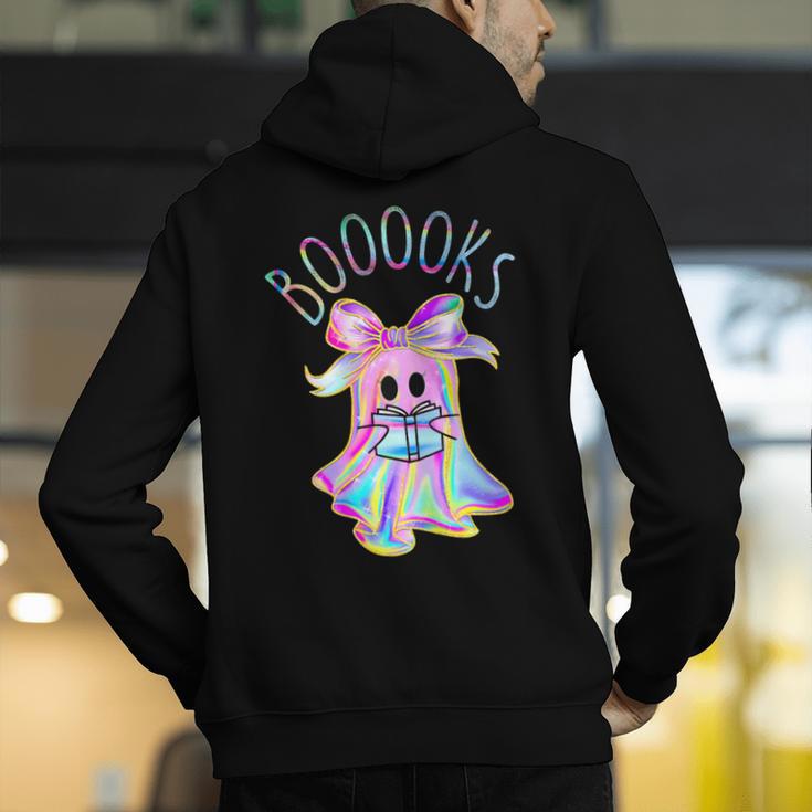 Cute Ghost Book Reading Halloween Teacher Top Girls Women Men's Hoodie Back Print, funny gift