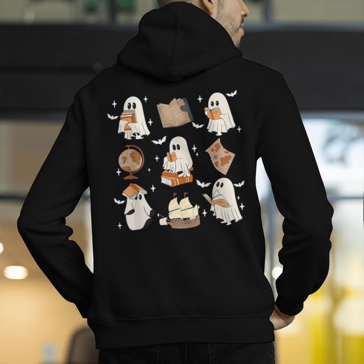Cute Ghosts Reading Book Bookworm Halloween History Teacher Men's Hoodie Back Print, History Teacher Hoodies, funny gift Cute Ghosts Reading Book Bookworm Halloween History Teacher Men's Hoodie Back Print, History Teacher Hoodies, funny gift