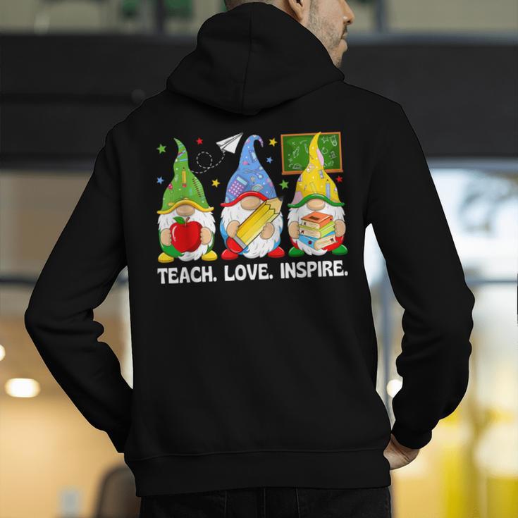 Cute Gnomes Teach Love And Inspire Back To School Teacher Men's Hoodie Back Print, funny gift Cute Gnomes Teach Love And Inspire Back To School Teacher Men's Hoodie Back Print, funny gift