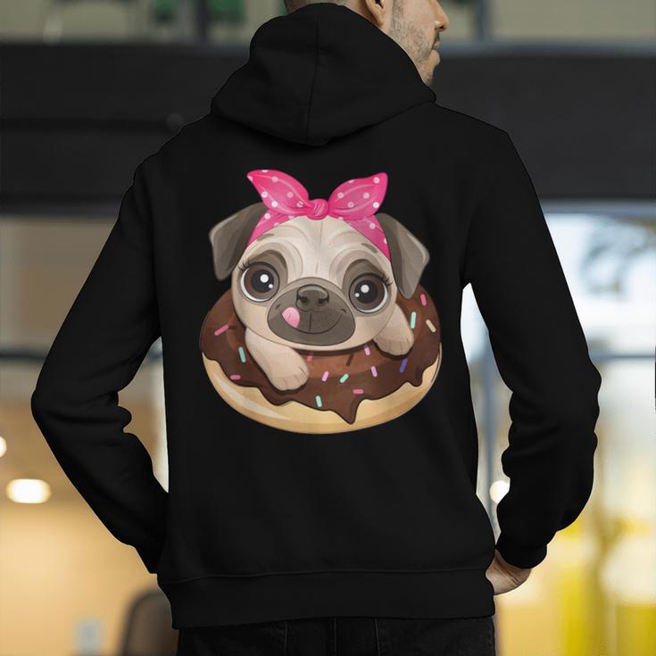 Cute Pug Shirt Donut Girls Dog Men's Hoodie Back Print, funny gift