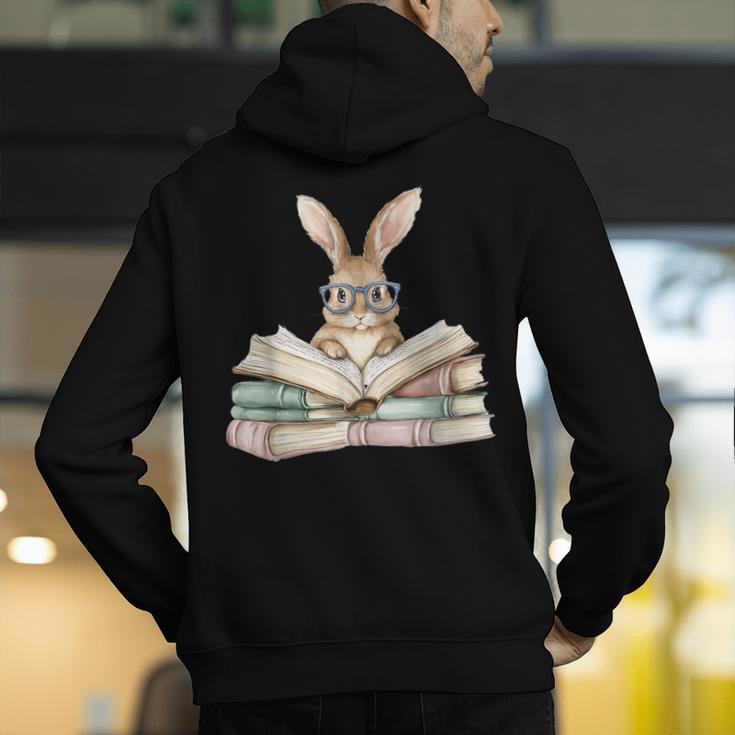 Cute Reading Bunny Glasses Books Bookworm Reader Teacher Men's Hoodie Back Print, funny gift Cute Reading Bunny Glasses Books Bookworm Reader Teacher Men's Hoodie Back Print, funny gift