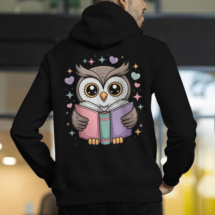Cute Reading Owl Book Lover Teacher Librarian Bookworm Men's Hoodie Back Print, funny gift Cute Reading Owl Book Lover Teacher Librarian Bookworm Men's Hoodie Back Print, funny gift