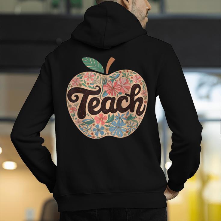 Cute Teacher With Apple Retro Teacher Kids Back To School Men's Hoodie Back Print, funny gift Cute Teacher With Apple Retro Teacher Kids Back To School Men's Hoodie Back Print, funny gift