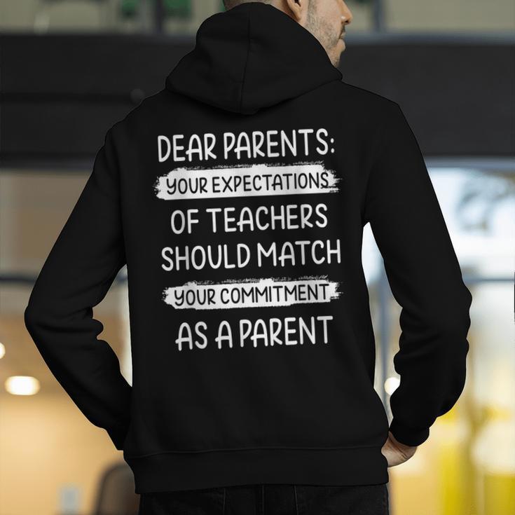Dear Parents Your Expectations Of Teachers Should Match Men Women Men's Hoodie Back Print, funny gift Dear Parents Your Expectations Of Teachers Should Match Men Women Men's Hoodie Back Print, funny gift
