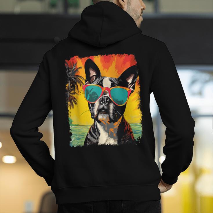Dog Boston Terrier Hawaiian Men's Hoodie Back Print, funny gift