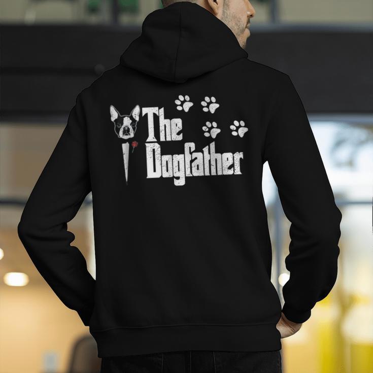The Dogfather Boston Terrier Dog Dad Tshirt Idea Men's Hoodie Back Print, Boston Terrier Dad Hoodies, funny gift